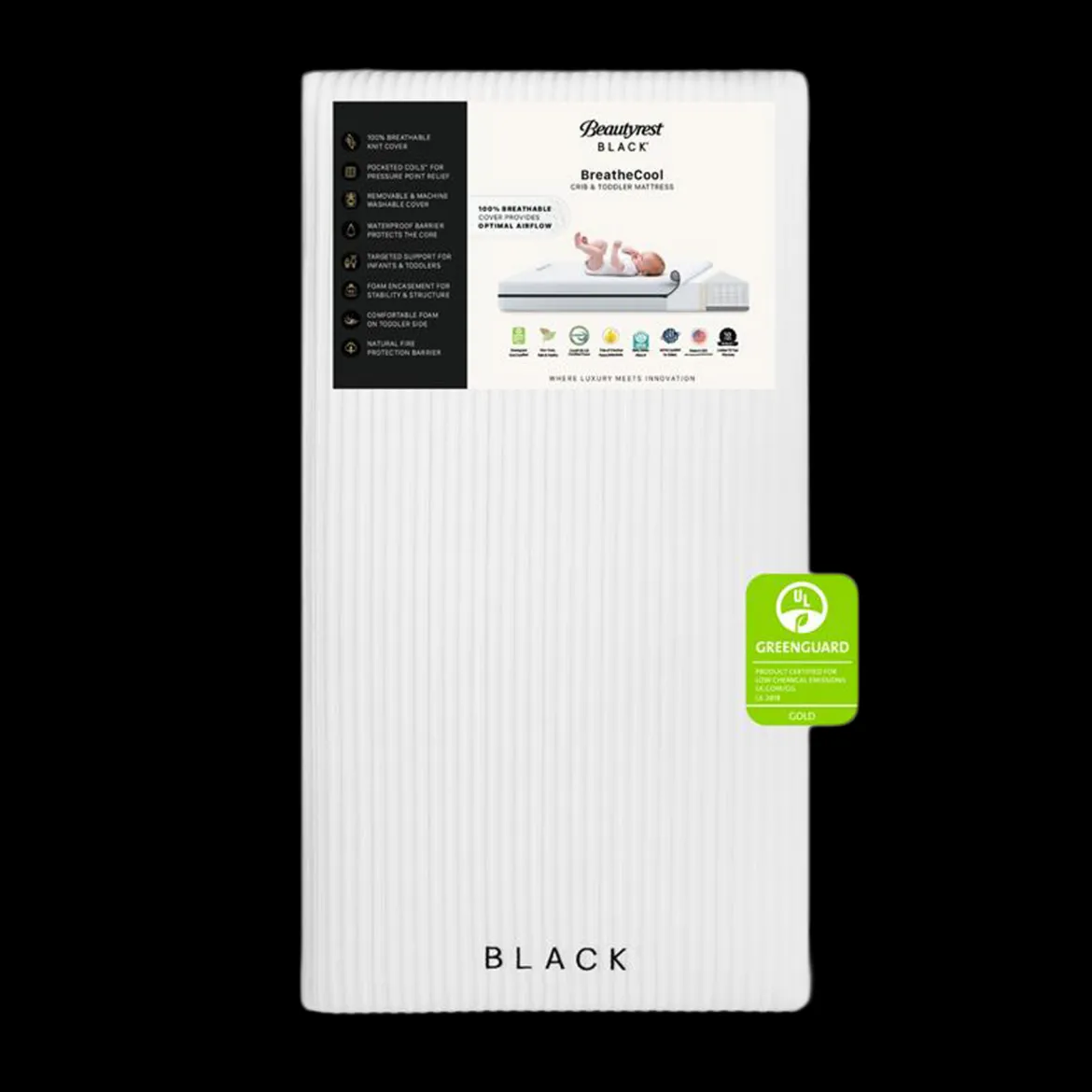 Beautyrest Black BreatheCool 2-Stage Crib and Toddler Mattress