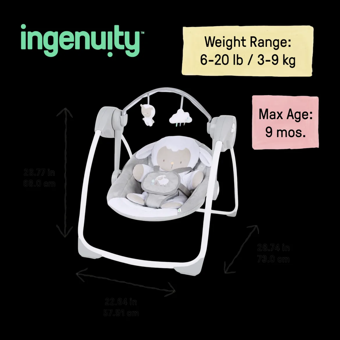 Comfort 2 Go Compact Portable Baby Swing