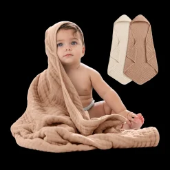 Cotton Muslin Hooded Baby Towel (2 Pack)