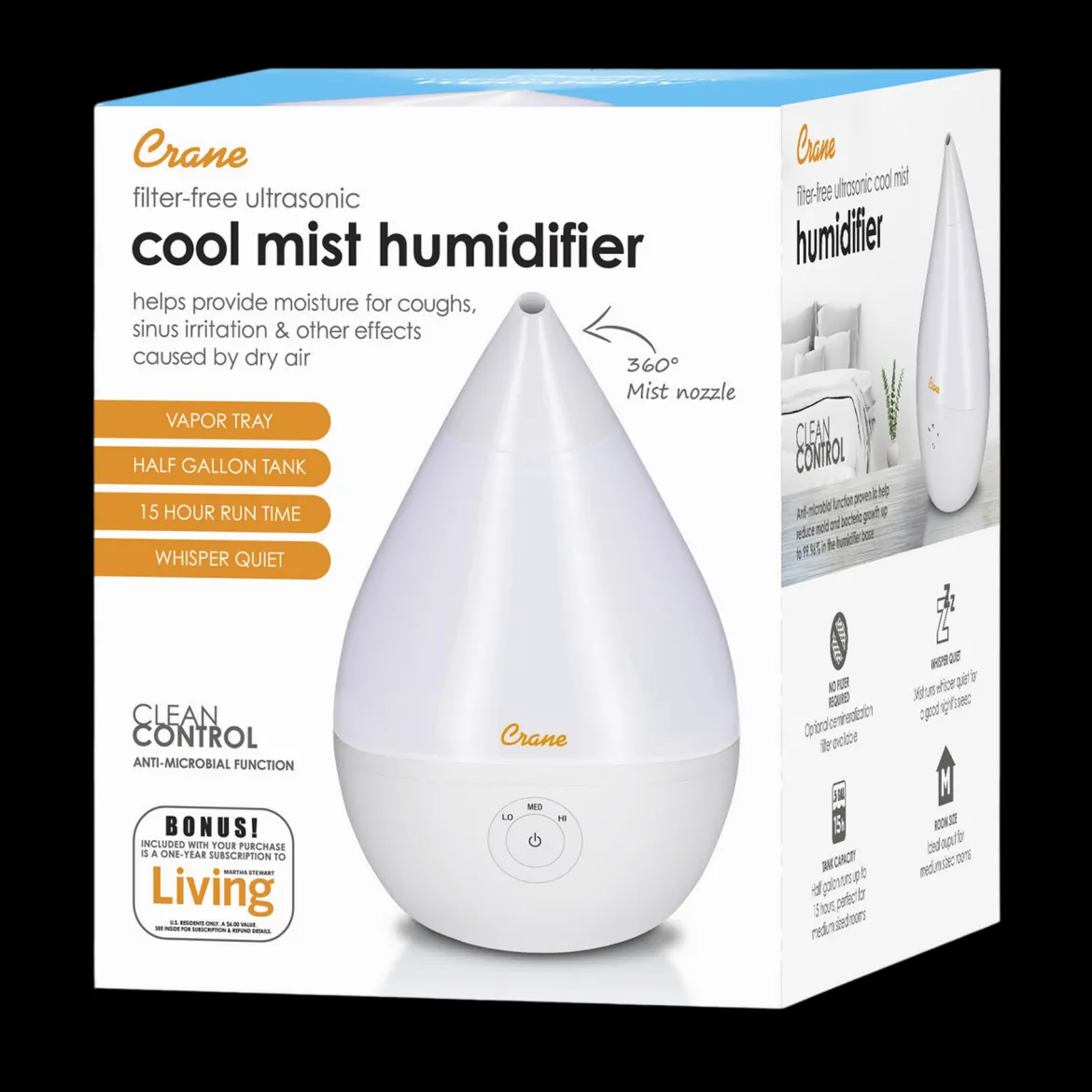 Droplet Ultrasonic Cool Mist Humidifier - 0.5 Gallon)