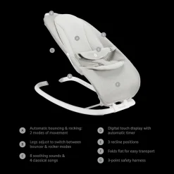 Electric Digital Touch Display & Soothing Sounds Bouncer and Rocker