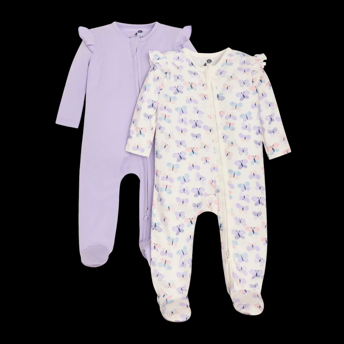 Organic Cotton Ruffle 2-Way Zip Footie (2 Pack)