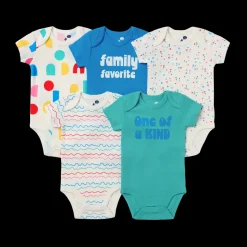 Organic Cotton Short-Sleeve Printed Bodysuit (5 Pack)
