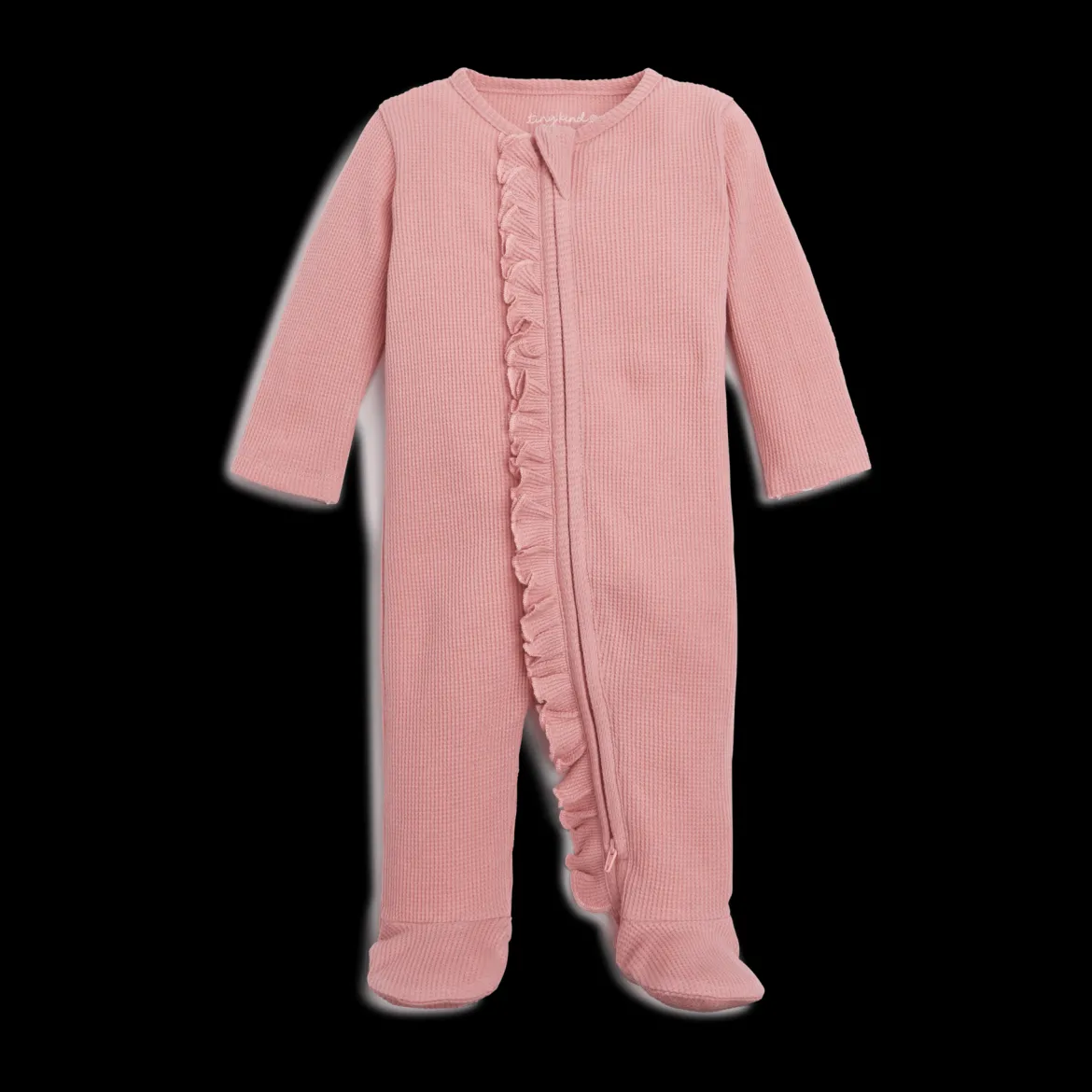 Organic Waffle Ruffle Zipper Footie (2 Pack)