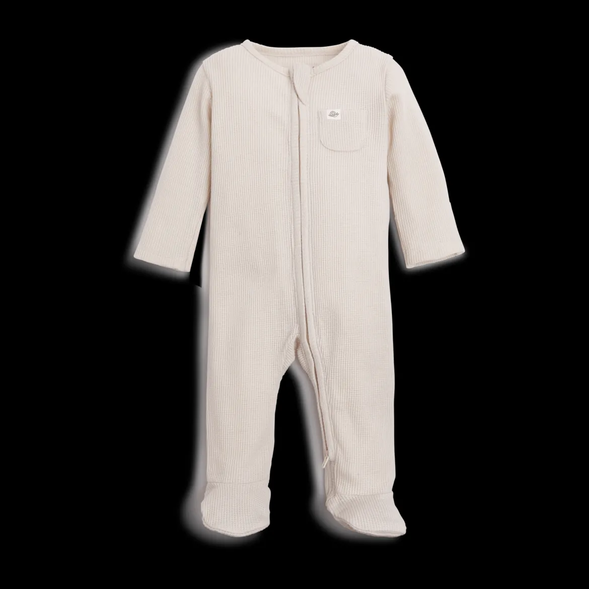 Organic Waffle Ruffle Zipper Footie (2 Pack)
