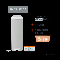 Platinum Stainless Steel Diaper Pail with Easy Roll Refill Bags