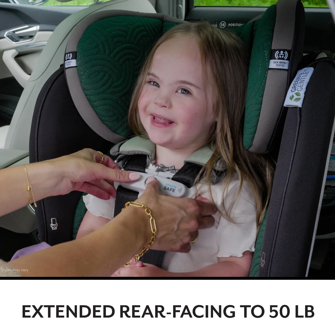 Revolve360 Extend All-in-One Rotational Car Seat with Green & Gentle Fabric