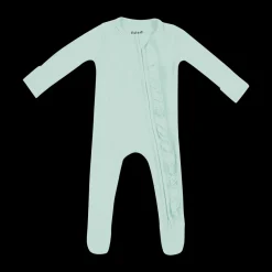 Ribbed Ruffle Zipper Footie
