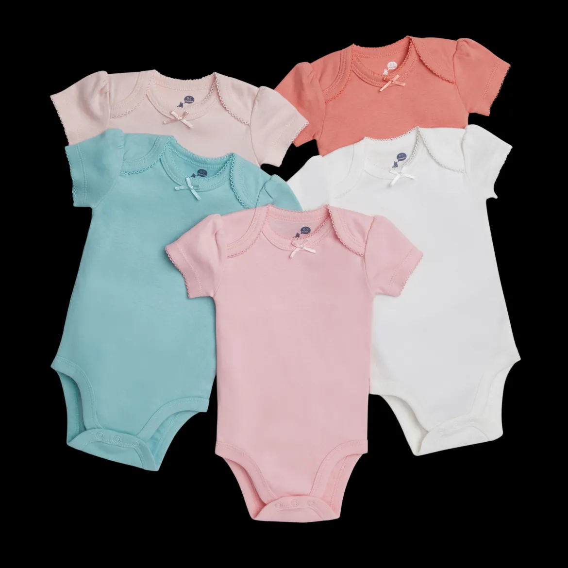 Short Sleeve Solid Organic Cotton Bodysuits (5 Pack)