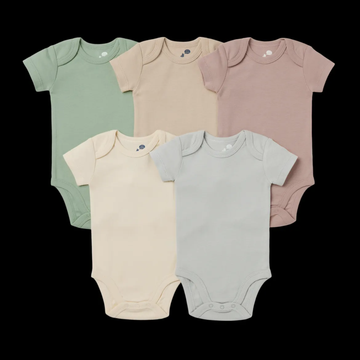 Short Sleeve Solid Organic Cotton Bodysuits (5 Pack)