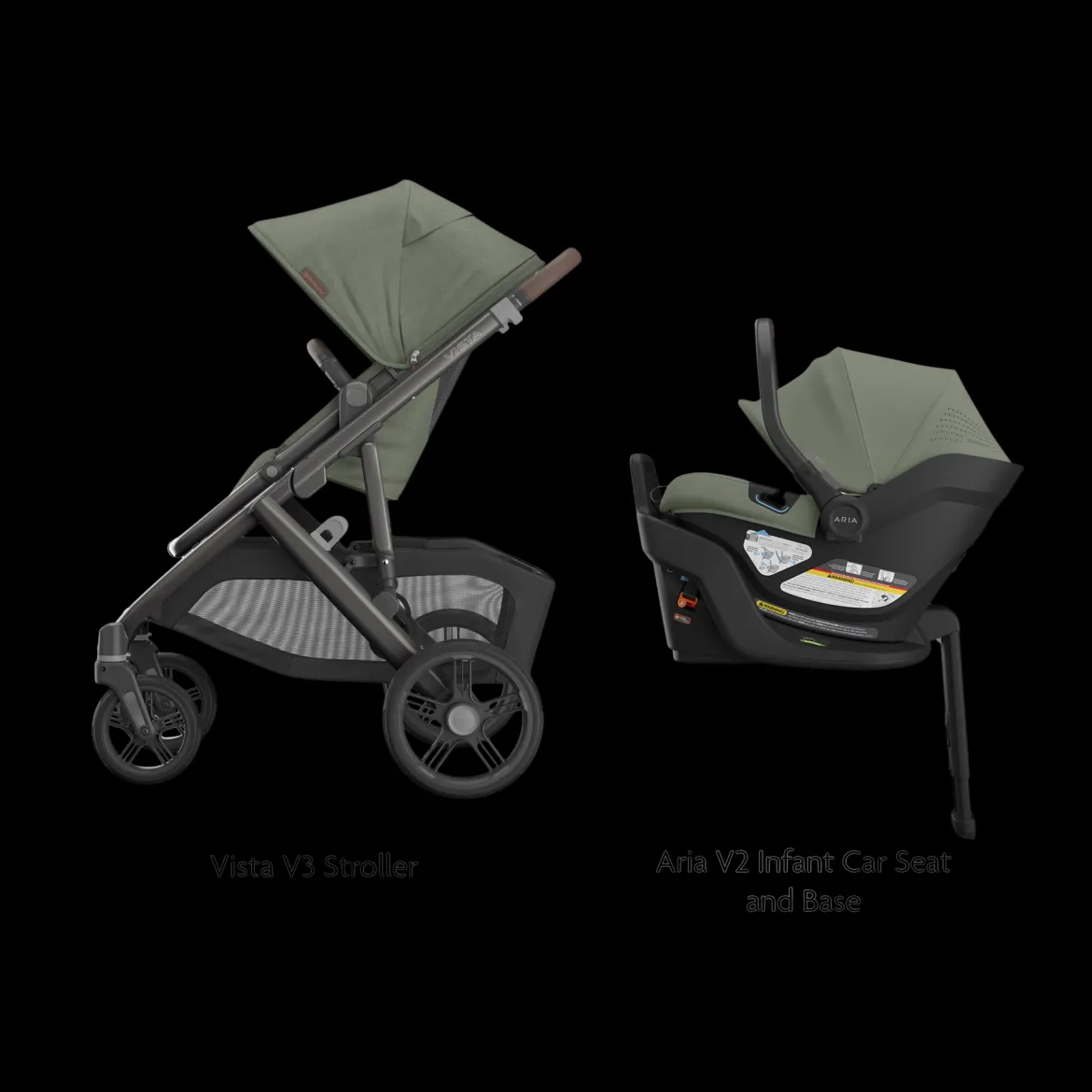 Vista V3 Stroller & Aria V2 Lightweight Infant Car Seat Travel System