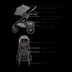 Vista V3 Stroller & Aria V2 Lightweight Infant Car Seat Travel System